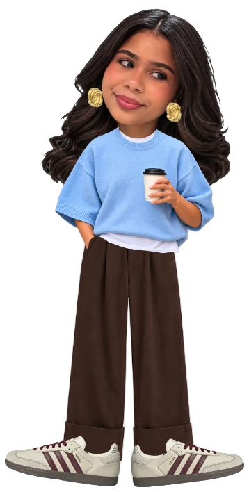 Illustrated Daniela Astacio holding a coffee